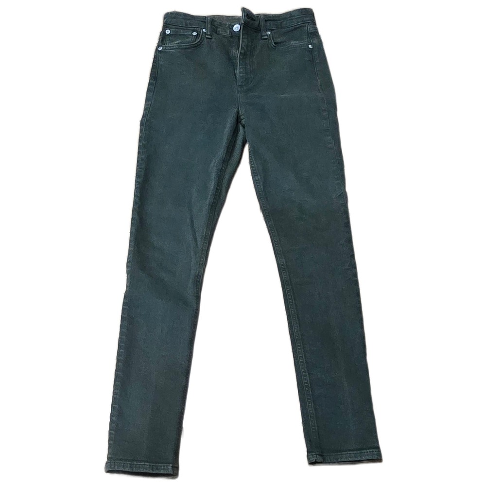 Rag‎ & Bone Nina High-Rise Ankle Skinny Jeans Coated Olive Night Size 27
